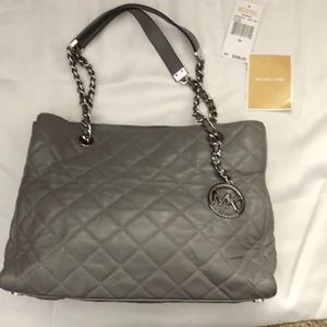 Michael Kors Steel Gray Leather Tote